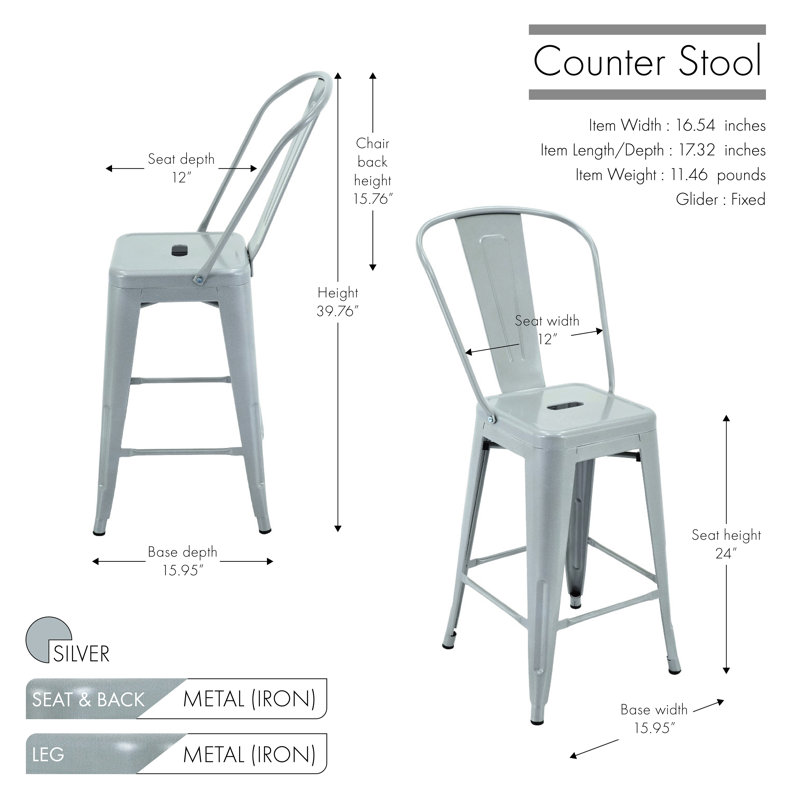 Tabouret de bar Wyatt, Argent