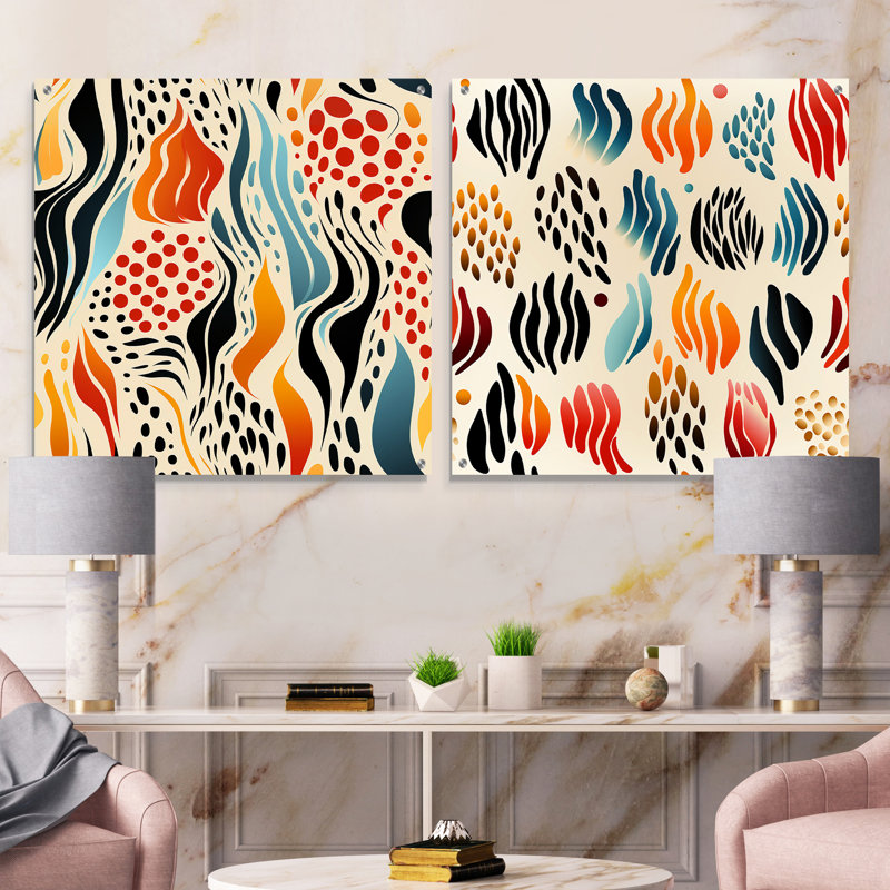 Corvon - Ensemble de 2 peintures murales abstraites en acrylique, H 36 po x l 73 po