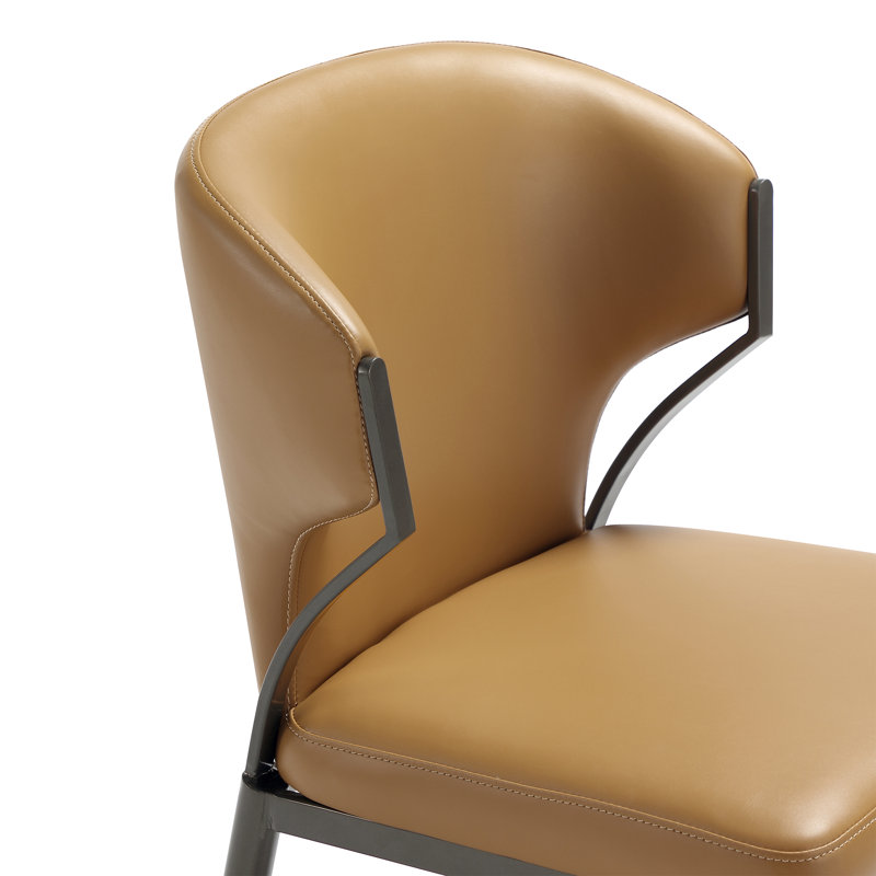 Chaise rembourrée en cuir brun clair Kirsten, Chameau