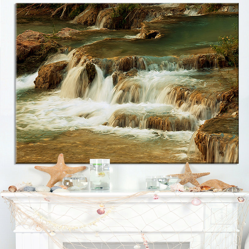Cascade avec eaux blanches, reproduction de photo sur toile tendue cascade, H 20 po x l 20 po x P 1 po