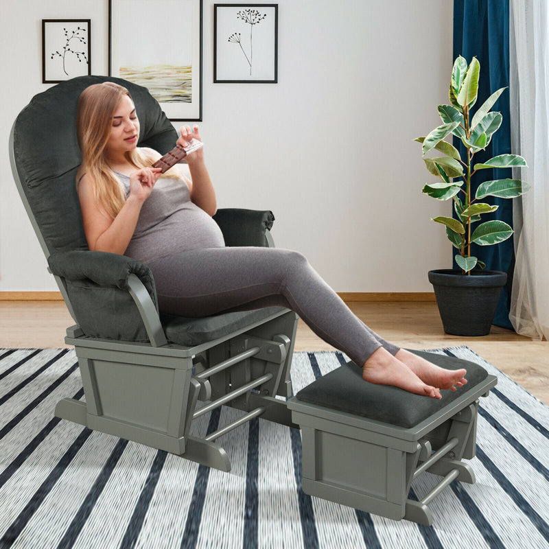 Chaise berçante pour chambre de bébé Harriet, Noir/vert