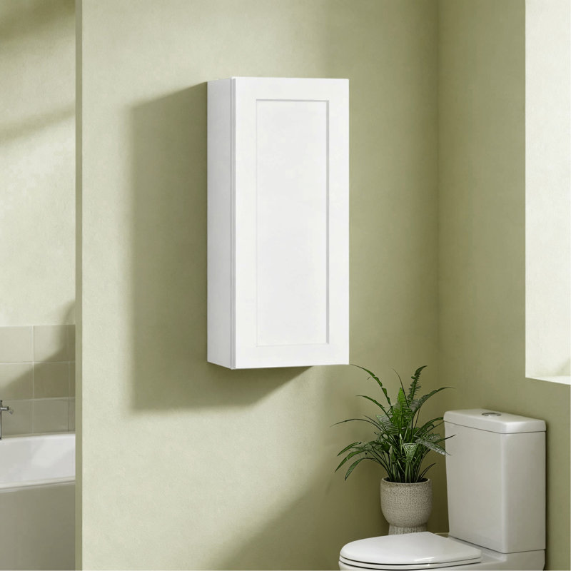 Armoire murale 1 porte et 3 tablettes en bois massif pour rangement dans la cuisine, salle de bain, buanderie, tablettes réglables prêtes à assembler (l 18 po x P 12 po x H 42 po) （Une seule pièce）
