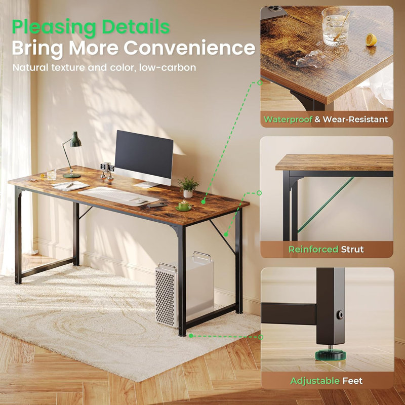 Spacious Computer Desk With Sturdy Metal Frame For Home Offices, Offering A Modern And Functional Workspace