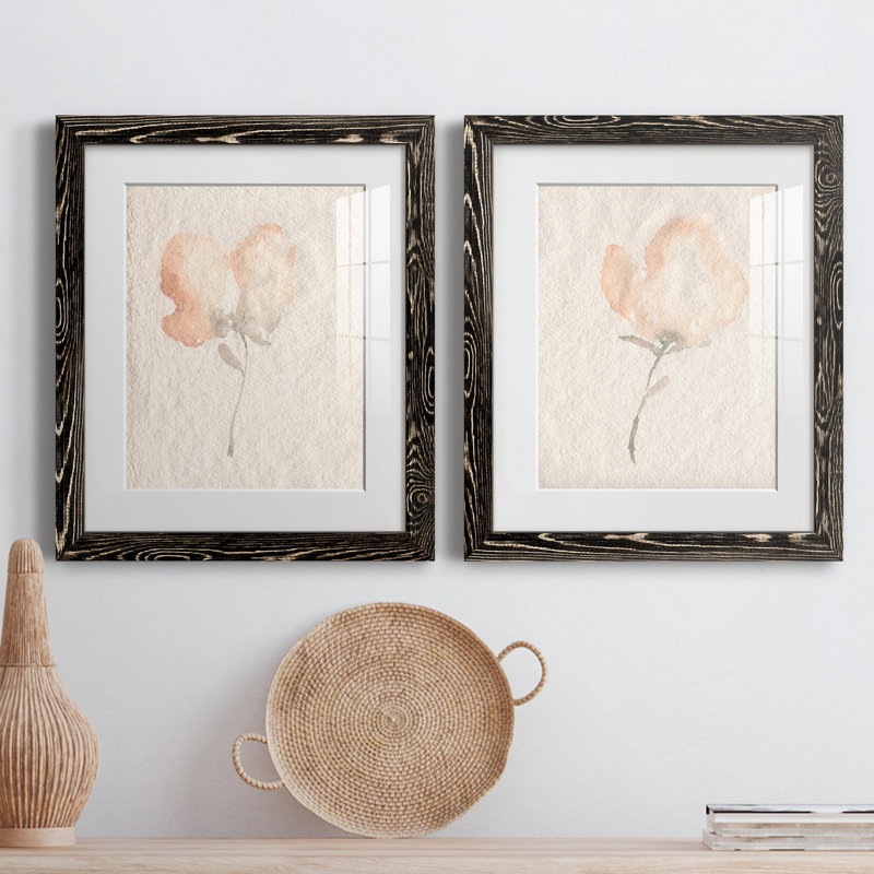 Fleur Petite I - ensemble de 2 peintures encadrées, Noir, H 24 po x l 36 po x P 1,5 po