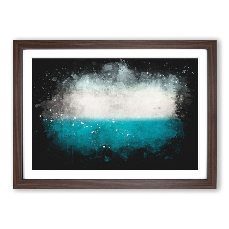 Sky On Top Of The Ocean - Picture Frame Graphic Art, 33cm H x 45cm W x 2cm D, Walnut Framed