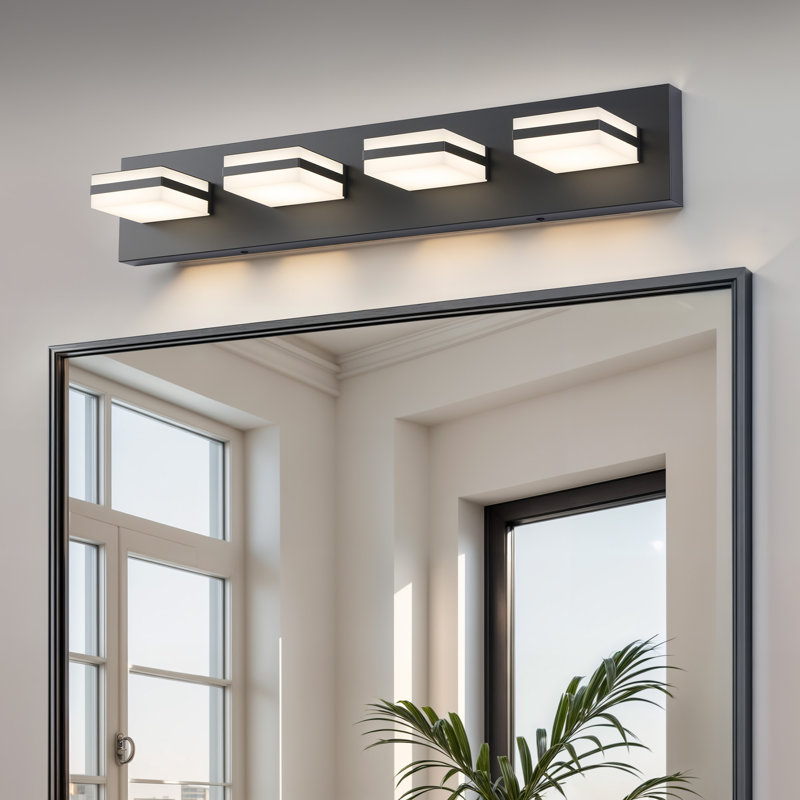 Éclairage de meuble-lavabo moderne réglable à DEL avec abat-jour rotatif CCT, Blanc mat, 4