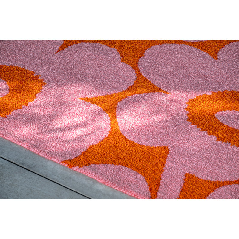 Rose Unikko - orange , Orange, Rectangle 4 pi 7 po x 6 pi 7 po