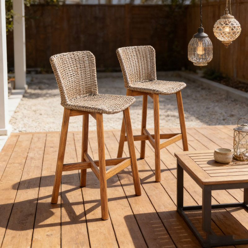 Tabouret d'extérieur, Brun clair, teck