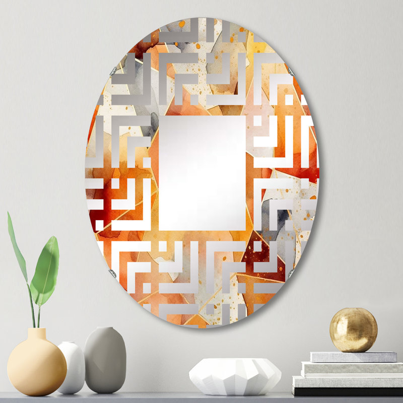 Vibrant Hues Of Scandinavia Artwork VI - Miroir décoratif Maze | Ovale, L 20 po x H 30 po