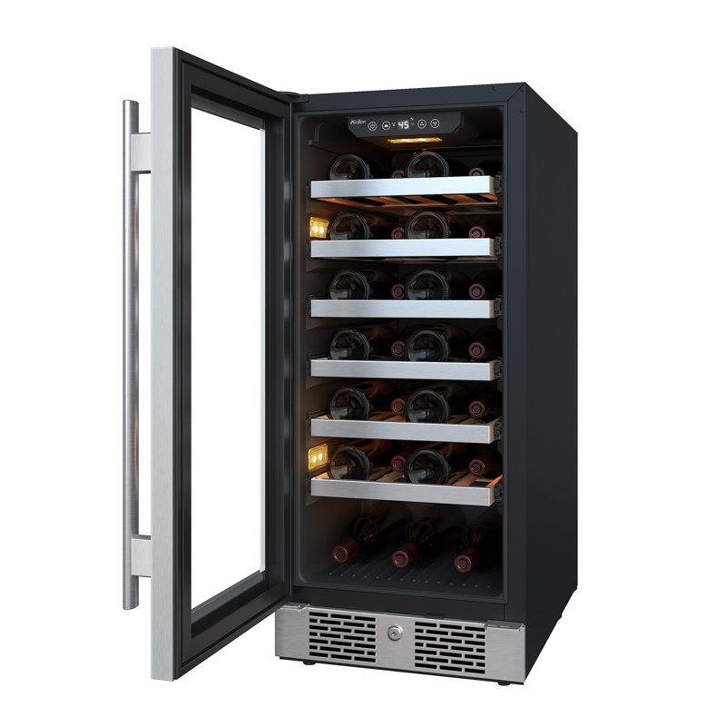 Avallon 15'' Stainless Steel Single Zone Wine Refrigerator with Interior Lighting