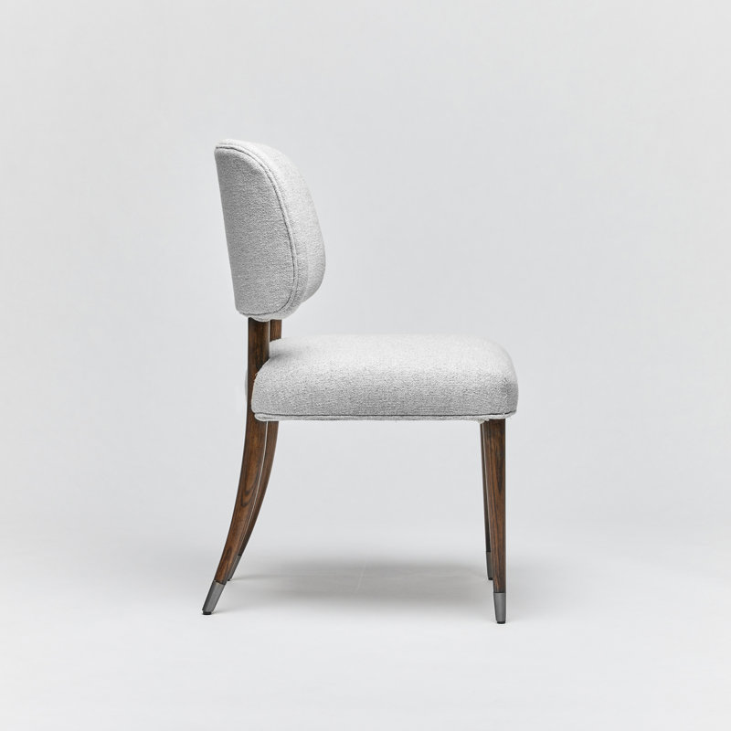 Serafina Upholstered Dining Chair, Brushed Nickel/Walnut