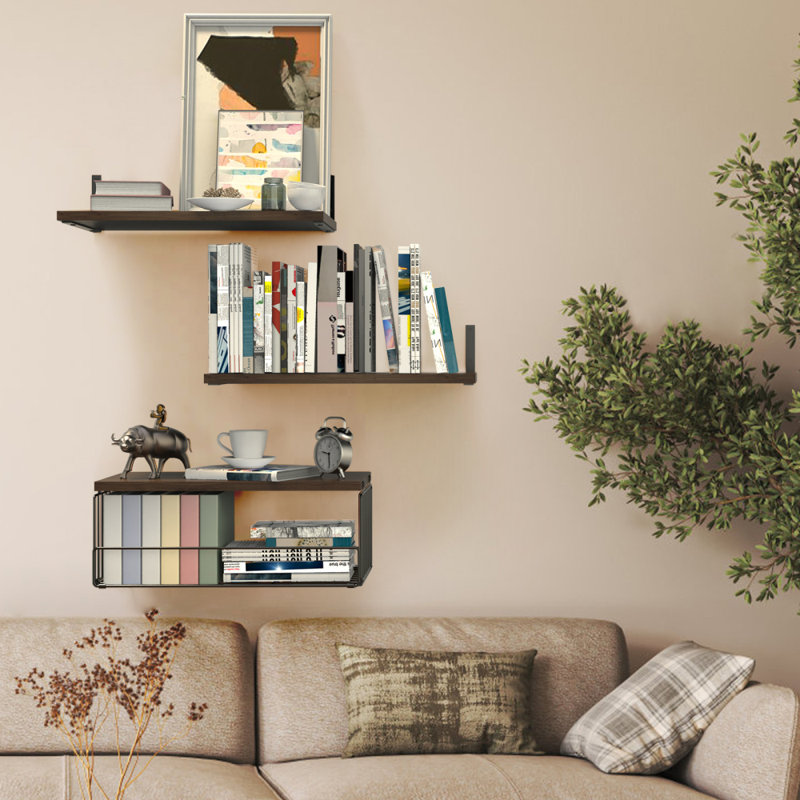 Achilleus 3 Piece Floating Shelf, Brown