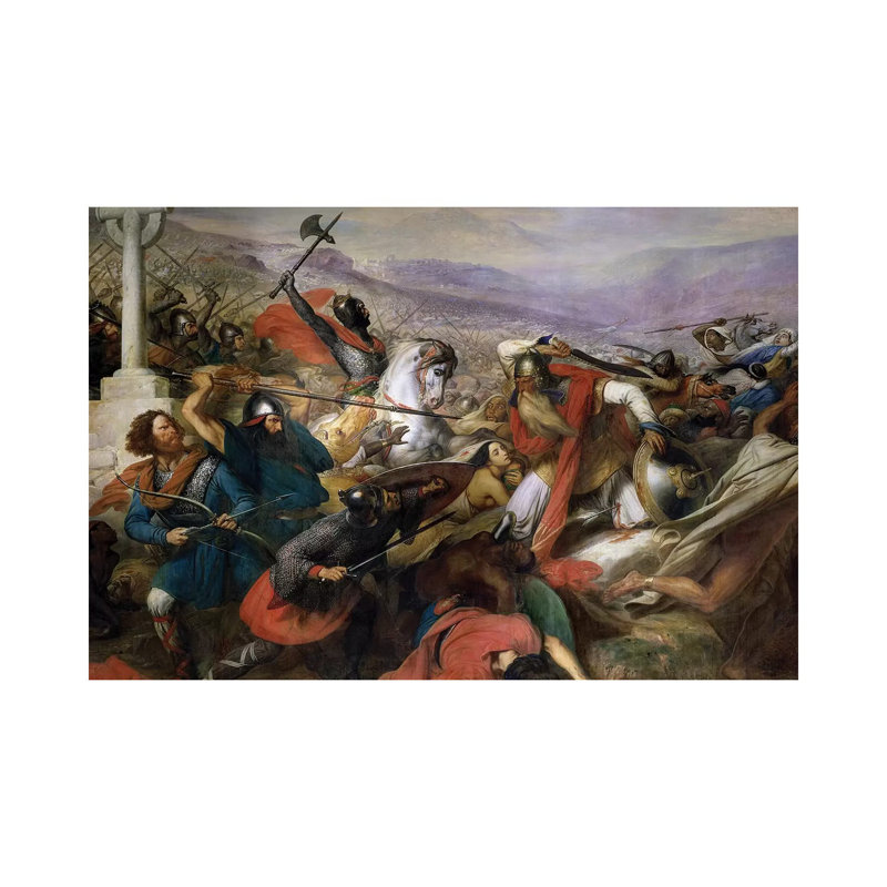The Battle Of Poitiers, 25th October 732, Won By Charles Martel 1837 by Charles Auguste Steuben - Wrapped Canvas Gallery-Wrapped Canvas Giclée