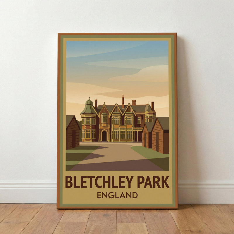 Bletchley Park, England - Secret History And Country House Romance Travel Poster. Giclee Print On Wrapped Canvas. Wall Art, Home Decor - Historic Sites & Ruins, England - Wrapped Canvas Print