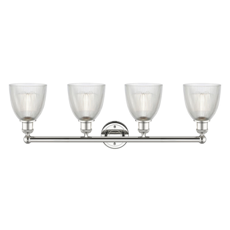Éclairage pour meuble-lavabo 4 lumières 33 pouces Philomene, Transparent, Nickel poli