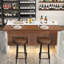 Grande table de bar imitation, table d'îlot avec lumières à DEL, mini bar autoportant à rayures en marbre mordern de 63 po avec grille, unité de bar pour la maison-1258530296