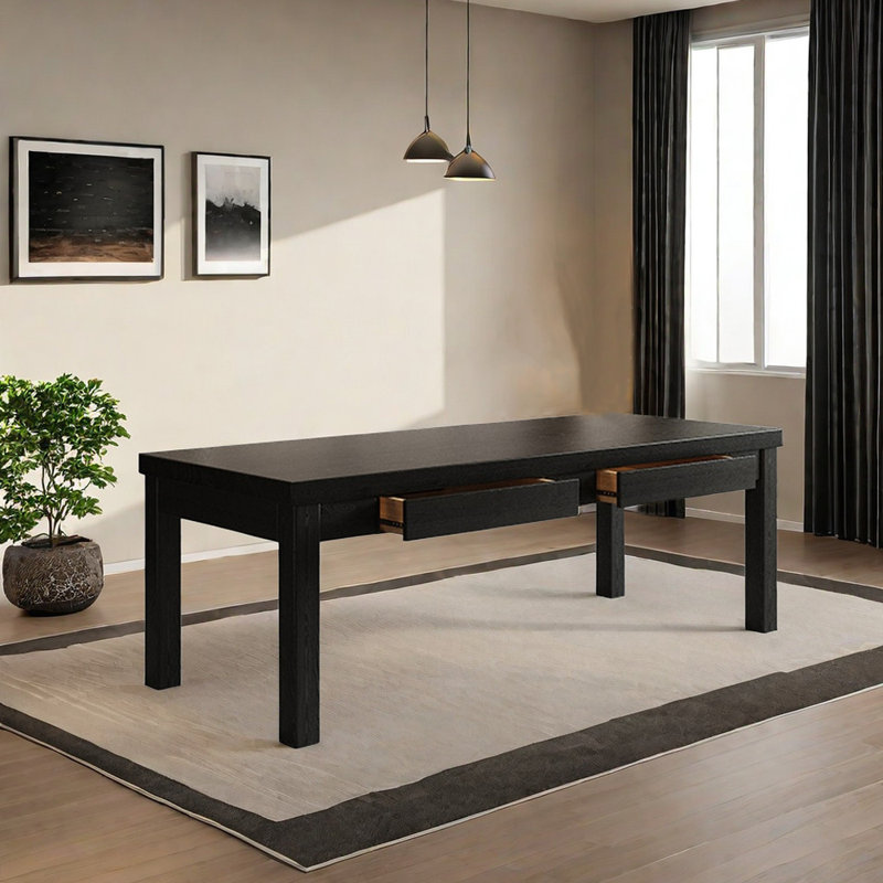 Ash Solid Wood Dining Table, 27.55" W x 55.11" L