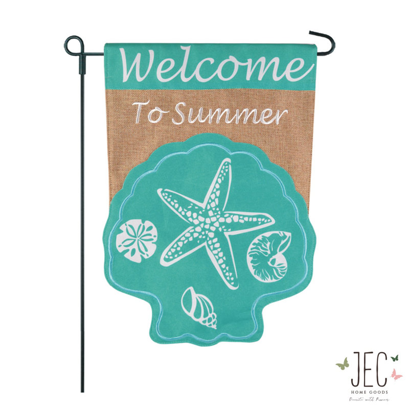 Drapeau de jardin coquillage en polyester 18 po x 13 po Seashell Welcome
