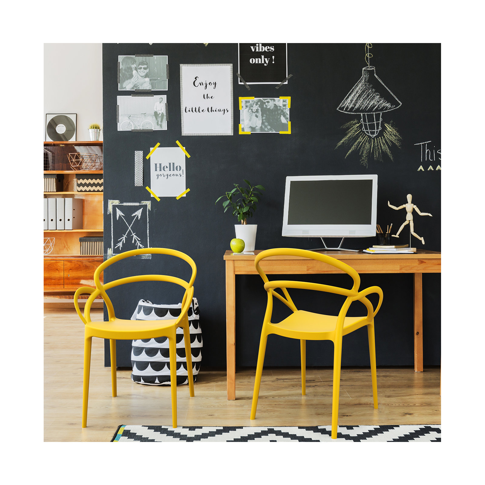 Farrah Stacking Patio Dining Armchair, Yellow