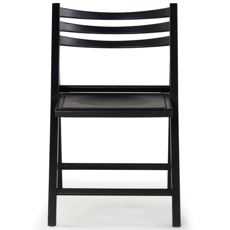 JACIE WOOD SEAT FOLDING CHAIR, Black