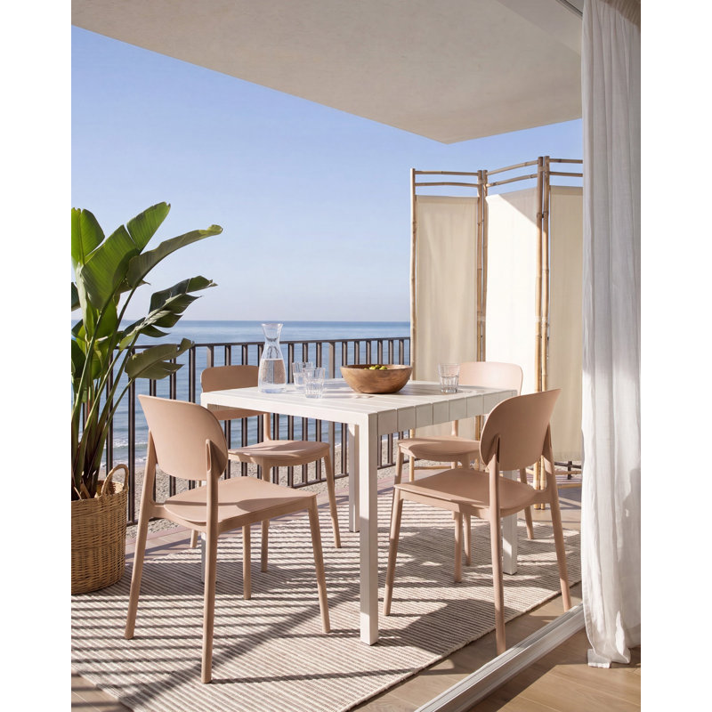 Stackable Outdoor Patio Dining Side Chair, Beige