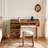 39" Retro Bohemian Style Wooden Makeup Vanity Set with Charging Plug&USB Port and Stoo