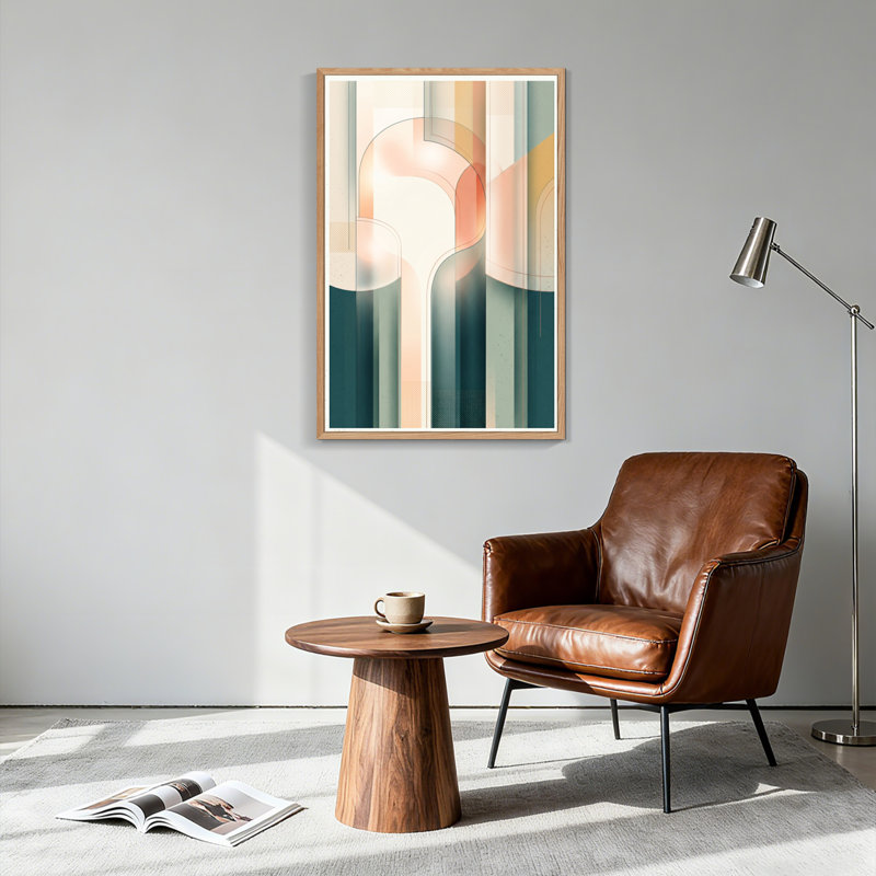 Ensemble de 1 tableau abstrait sur toile « Vagues », 48"H x 36"W, Natural