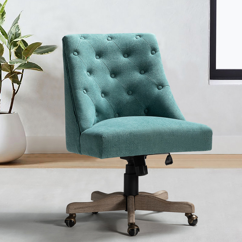 Chaise de bureau moderne avec dossier capitonné, Bleu sarcelle