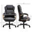 Fauteuil de direction brun, grand et haut, avec siège large, chaise de bureau d'ordinateur, avec coutures en losange à dossier haut, hauteur réglable et roues pivotantes