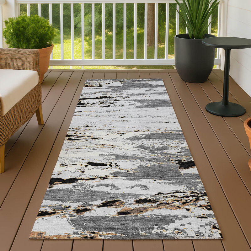 Tapis ACN2757 moderne lavable à la machine intérieur / extérieur Chantille, Tapis de couloir 2 pi 3 po x 7 pi 6 po, Noir