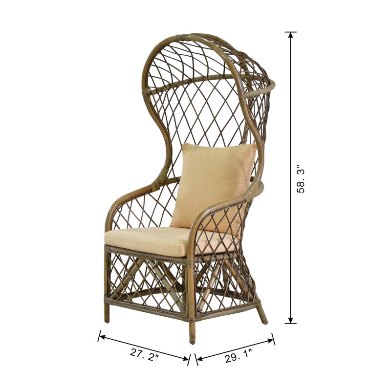 Fauteuil d'appoint parapluie en rotin - 27 po x 29 po x 58 po - brun, beige