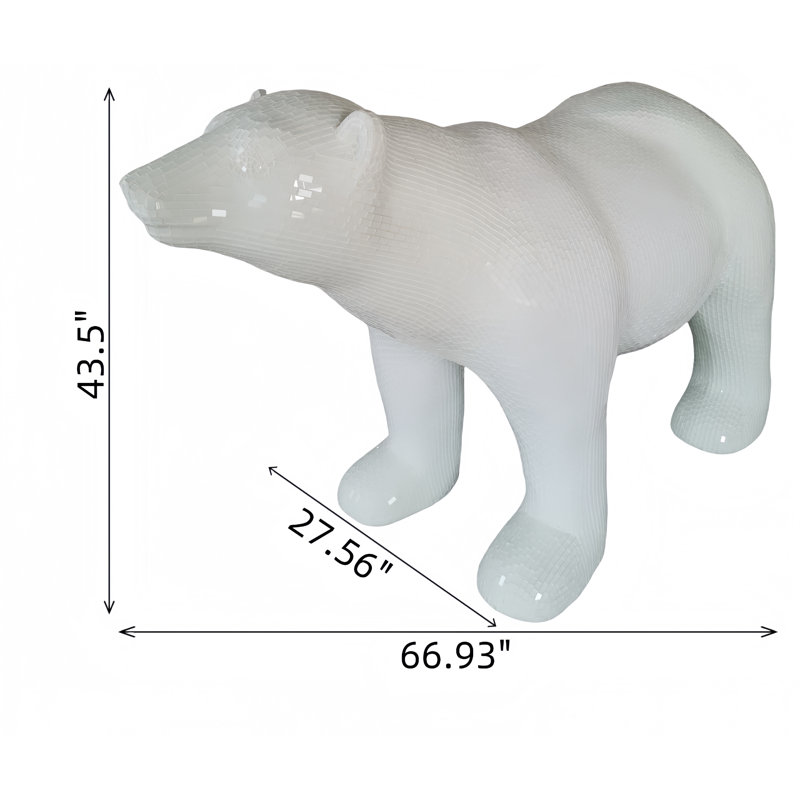 Statue d'ours polaire avec verre blanc diamant Exterio