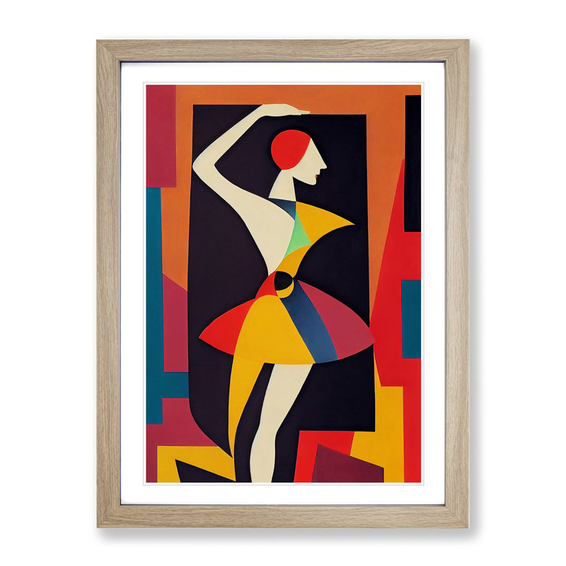 Abstract Ballerina No.3 1 Piece Single Picture Frame Wall Art, 34cm H x 25cm W x 2cm D, Oak