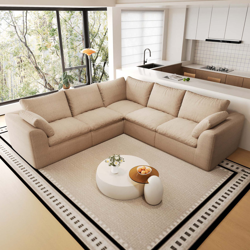 Upholstered 108.3 " Linen L-Shaped Sectional