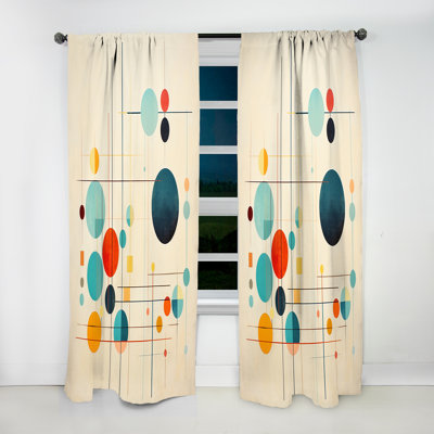 Syncronicities Midcentury Elegant Retro Art - Abstract Velvet Curtain - 1 Panel