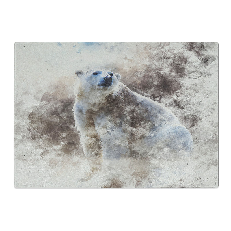 Tempered Glass Polar Bear Chopping Board, 28.5 cm x 39 cm