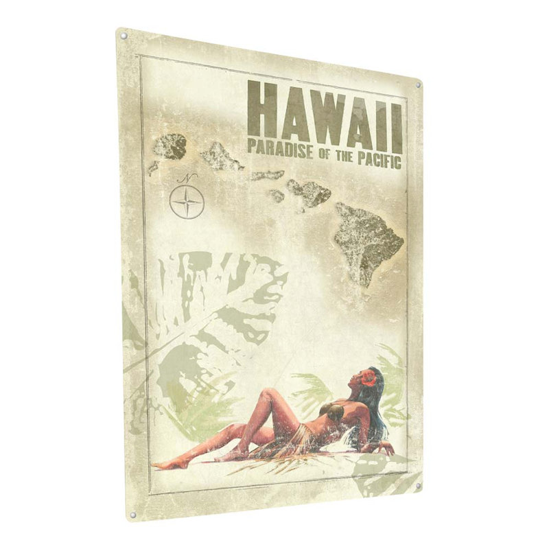 Hawaï, paradis des pacifiques, impression sur métal