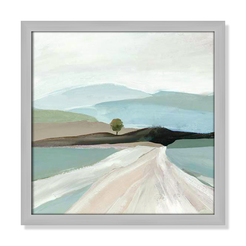 «Modern Pathway» par Asia Jensen - Art encadré avec fond perdu, Cadre argenté mat, H 17 po x l 17 po x P 1,25 po