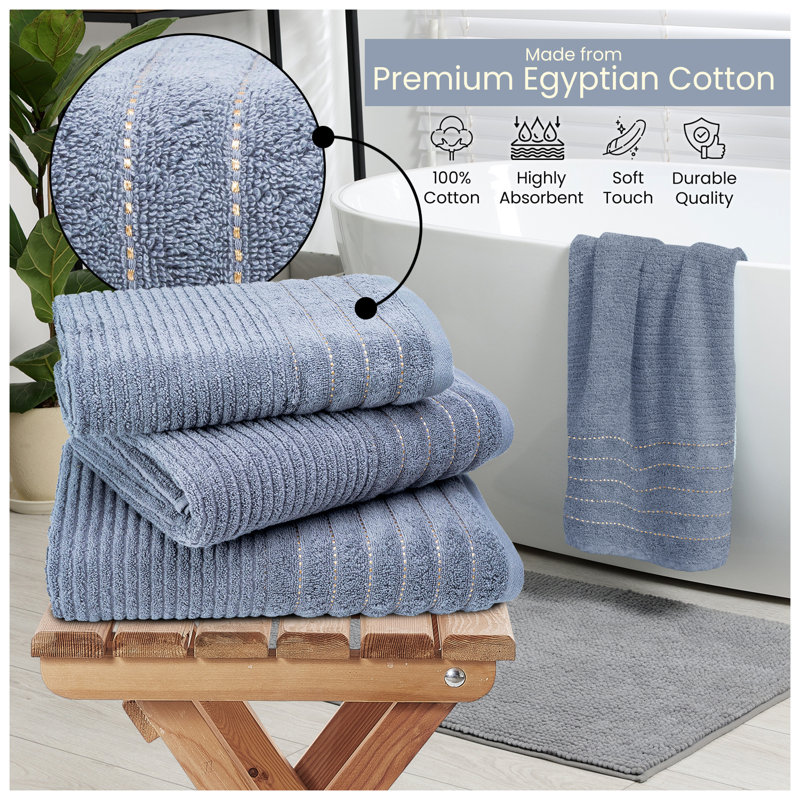 6 Pack Hotel Quality Cotton Towel Set | Soft, Thick, Absorbent Family Towels Pack with 2 Bath, 2 Hand, 2 Washcloths, Charcoal