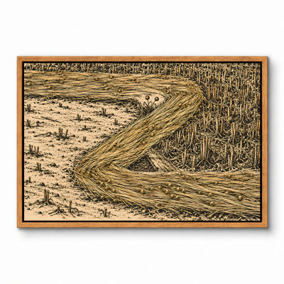 Ensemble de tiges de grain sur un champ moissonné, art mural encadré sur toile, art mural décoratif pour le salon, la chambre à coucher, le bureau et la maison