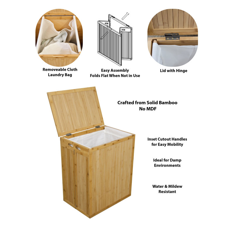 Laundry Hamper with Handles, Natural
