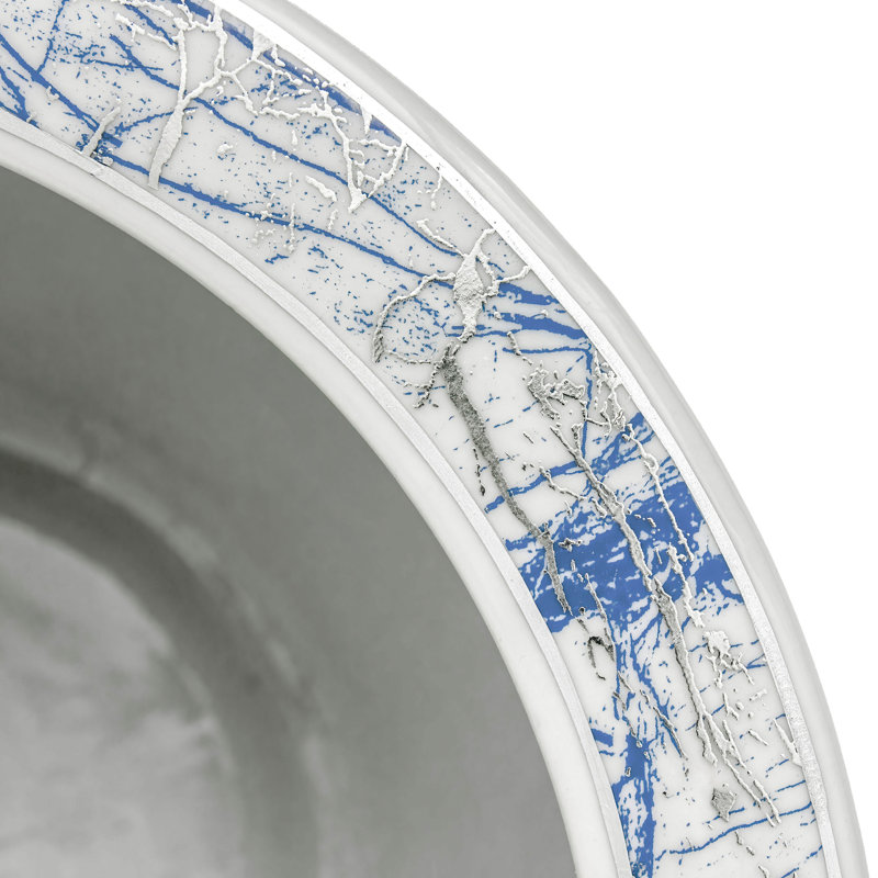 16" Abstract Blue & Silver Fishbowl, 16.25"