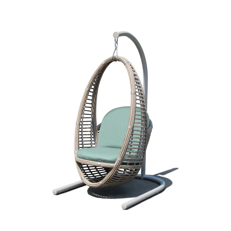 Heri Porch Swing with Stand, Kubu Mushroom, Canvas Canvas Sunbrella® Canvas