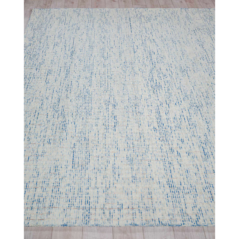 Ivory and Blue Hand-Tufted Wool Rectangular Rug, 12' x 15'
