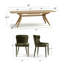 Ensemble de salle à manger extensible 9 pièces en placage de bois avec chaises à oreilles en chenille-1801064086