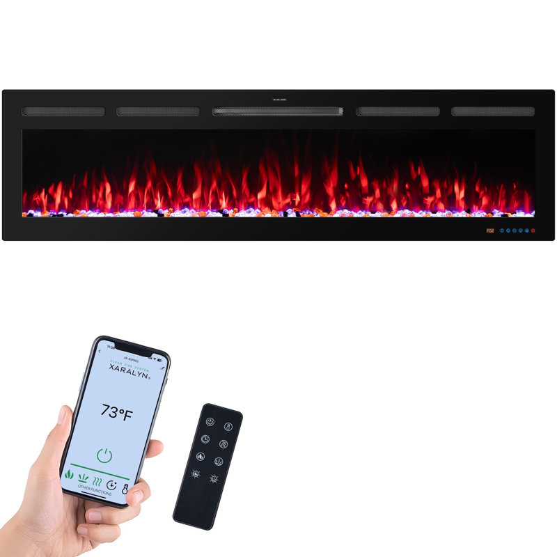 Cassella Black Electric Fireplace with 5120 BTU, 17.7"H x 45"W x 5.3"D