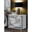 Table de chevet en marbre blanc lune avec DEL, design contemporain et intrigant, ornements riches, haute brillance, bois massif +, profondeur de 26,77 po, largeur de 17,58 po, hauteur de 25,06 po, DEL de 62,54 lb, accents modernes élégants,