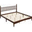 Lit très grand avec tête de lit en forme de gourde, style rétro, bois de noyer, sans sommier, stable et bruit - plateforme à lattes, bois