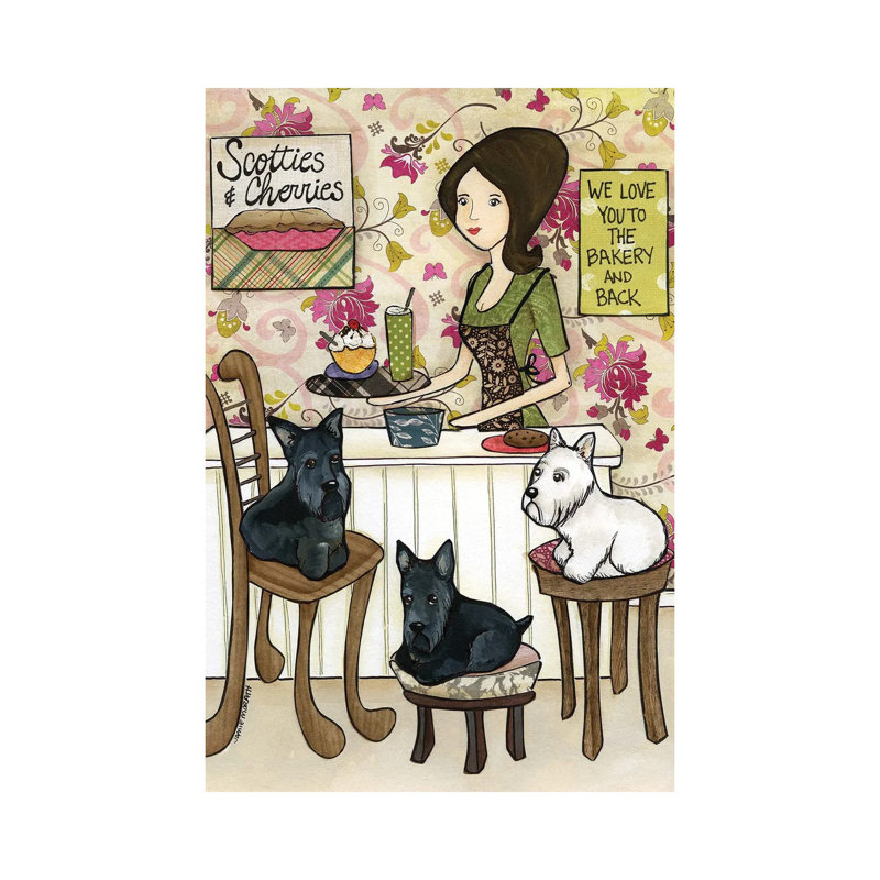 Scotties And Cherries by Jamie Morath - Wrapped Canvas Gallery-Wrapped Canvas Giclée, Wrapped Canvas