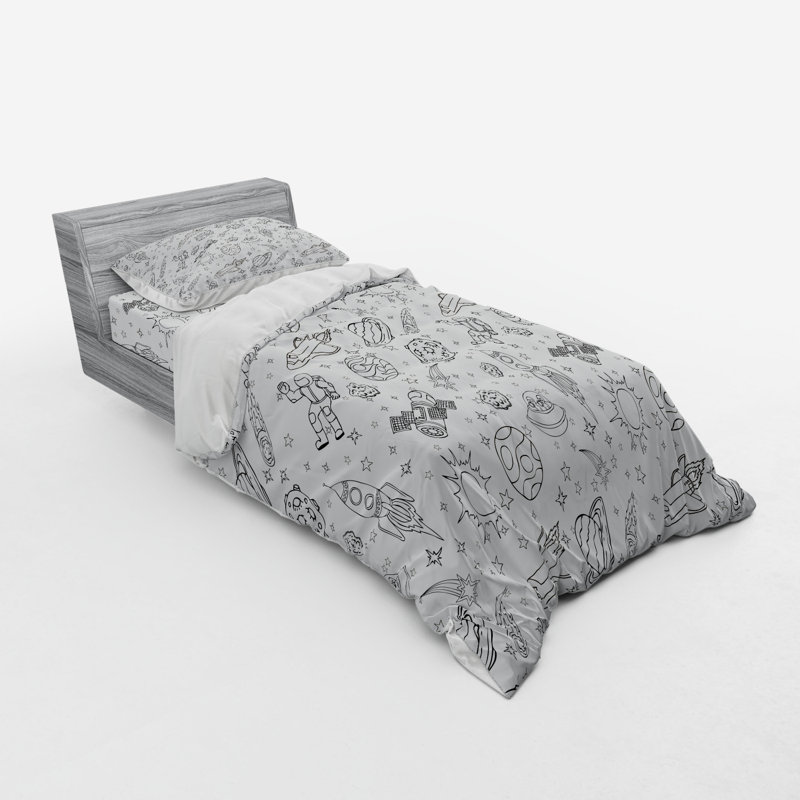 Ensemble de housse de couette en microfibre blanc / noir pour chambre de bébé